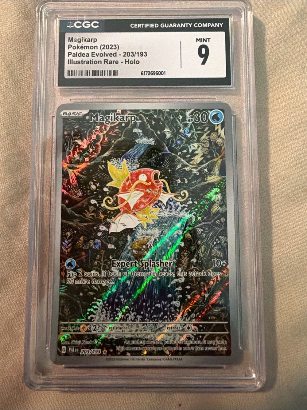 Magikarp Illustration Rare Holo Card (2023) - Graded Mint 9 - Red